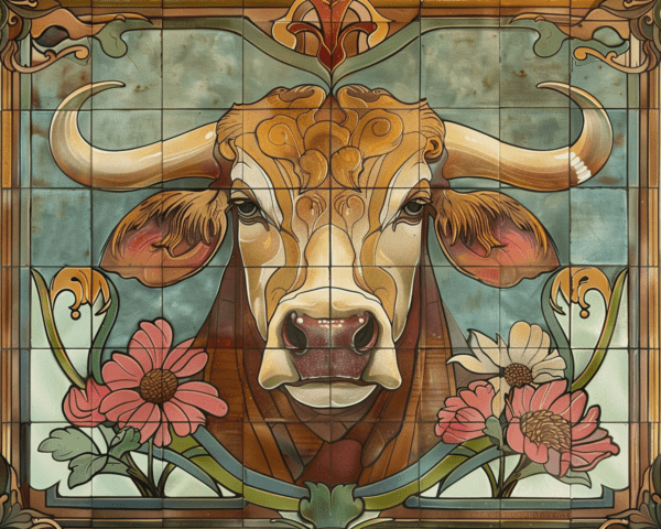 Nouveau Cow Art Print