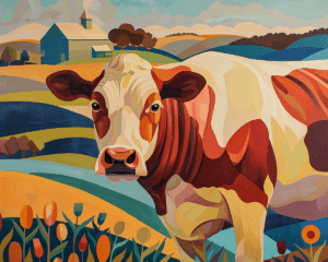 Folksy Cow Art Print