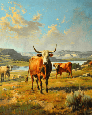 Longhorn on the Range Art Print