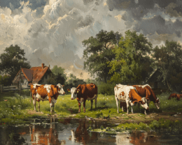 Vintage Cattle Art Print