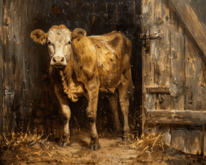 Calf in the Doorway Art Print