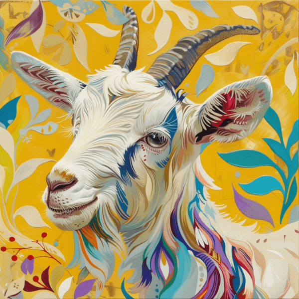 Yellow Boho Goat Art Print