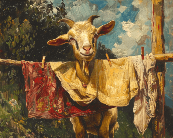 The Goat and the Clothesline Art Print