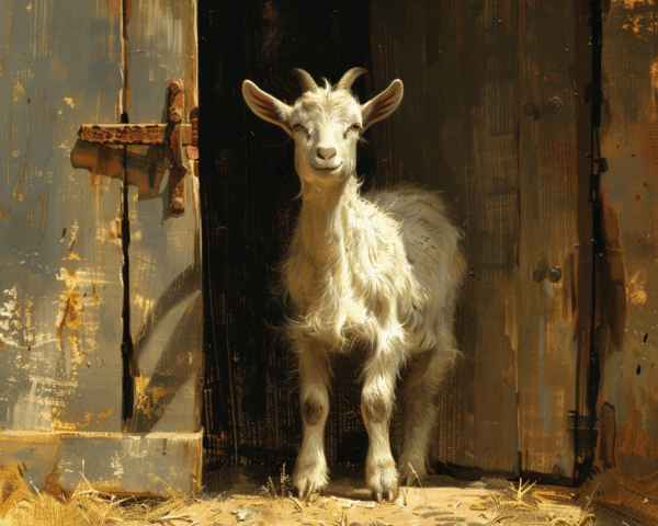 Goat in the Barn Door Art Print