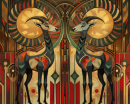 Deco Goats Art Print