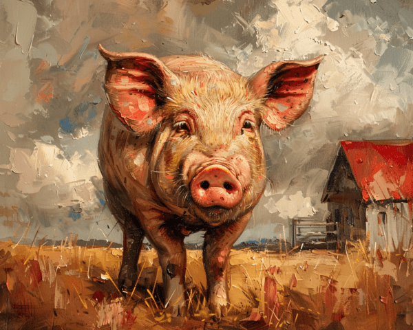 Pig on a Stormy Day Art Print