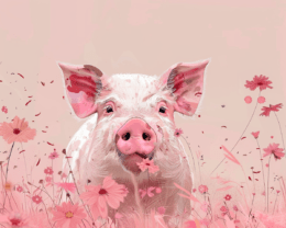 Minimalist Pink Pig Art Print