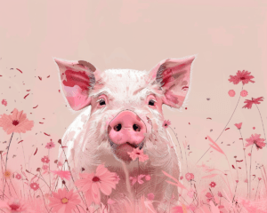 Minimalist Pink Pig Art Print