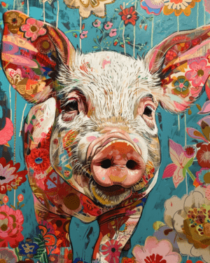 Boho Pig Art Print