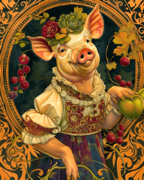 Nouveau Pig Dame Art Print