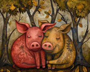 Pair 'O Pigs Art Print