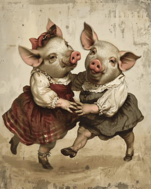 Dancing Pigs Art Print