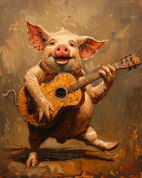 Pig Playing Guitar Art Print