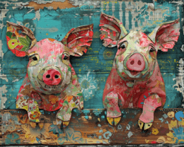 Boho Pigs Art Print