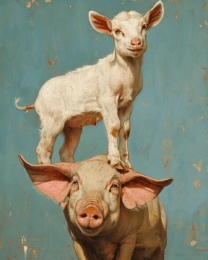 Goat atop a Pig Art Print