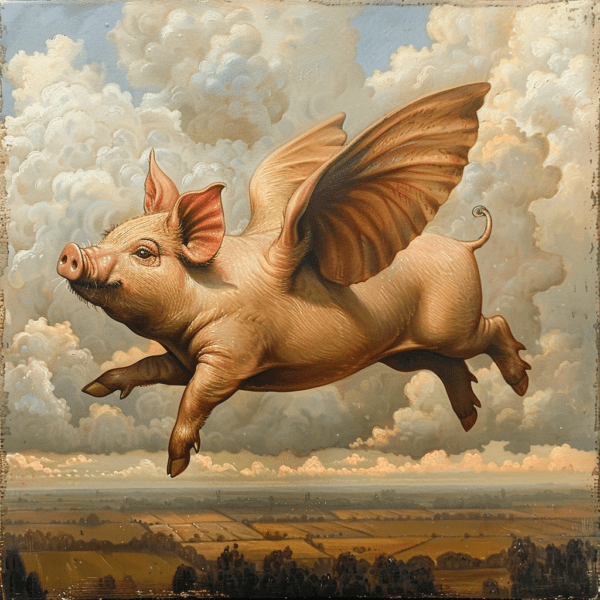 Classic Vintage Flying Pig Art Print