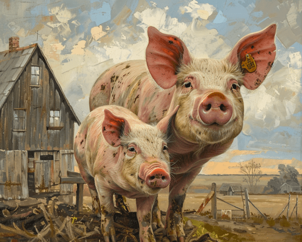 Pigs in the Barnyard Art Print