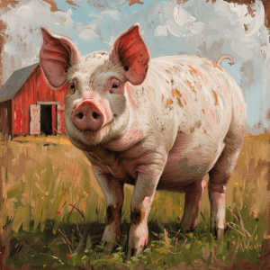 Pig and Barn Art Print