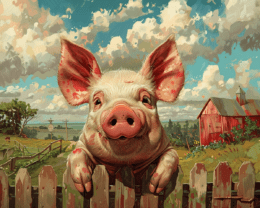 Pig on the Fence Art Print