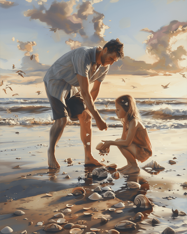 Father Daughter Beach Day 8x10 Art Print