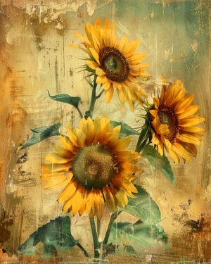 Grunge Sunflowers Art Print