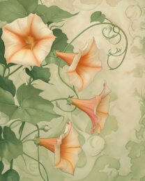 Peach Morning Glories Art Print