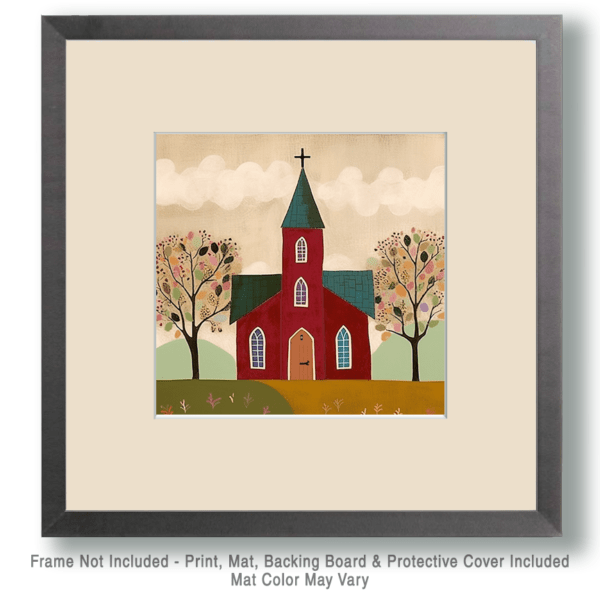 Folk Art Style Church on the Hill