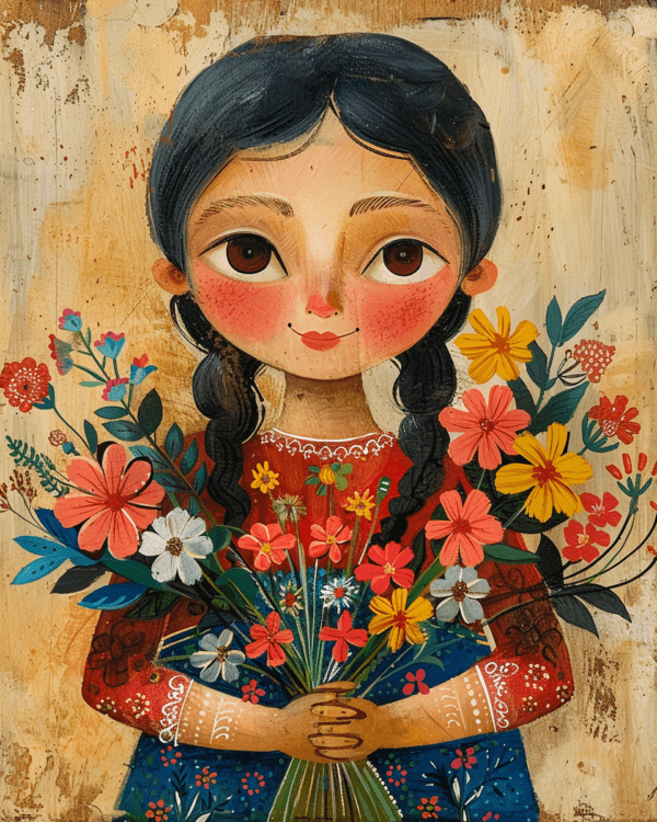 Folk Art Sweetheart - Blooms for You Art Print