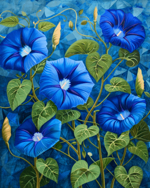 Folk Art Style - Morning Glory Magic Art Print