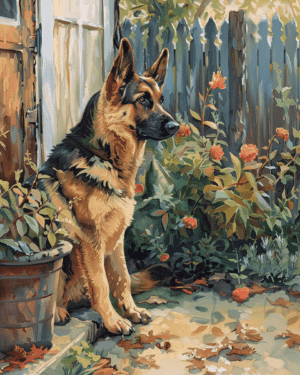 German Shepherd Standing Guard Art Print