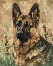 German Shepherd in the Field 8”x10” Art Print