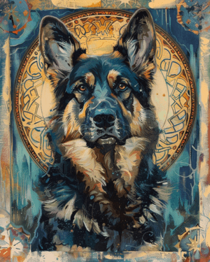 Dark Nouveau German Shepherd Art Print