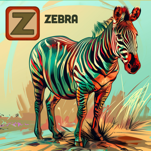 KIDS Z Zebra alphabet art print