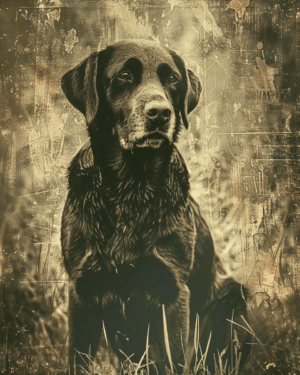 Vintage Labrador Retriever in a Field Art Print