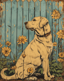 Litho Style Labrador Retriever Art Print