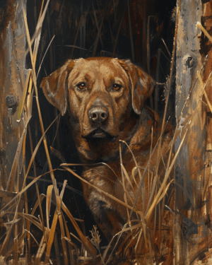 Watching from the Blind Labrador Retriever Art Print