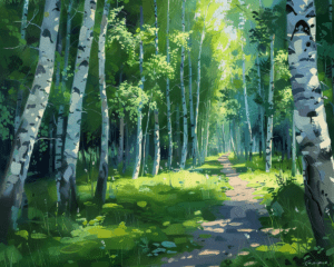 Birch Forest Serenity Art Print