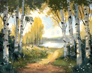 Birch Path to Tranquility Art Print