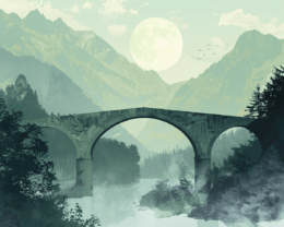 Misty Bridge Art Print