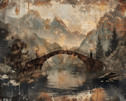 Vintage Stone Bridge Landscape Art Print