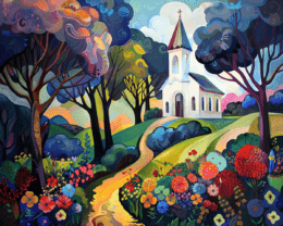 Impressionist Church Landscape Art Print