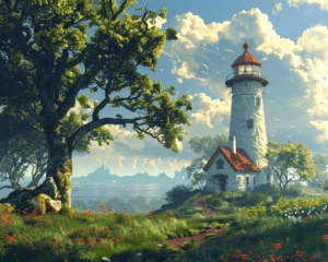 Captivating Lighthouse Landscape Art Print