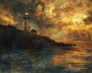 Dramatic Lighthouse Landscape Art Print