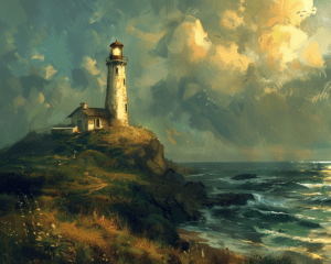 Beacon of Hope Lighthouse Landscape Art Print