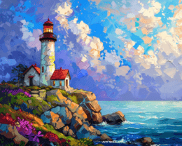 Coastal Lighthouse Landscape Art Print