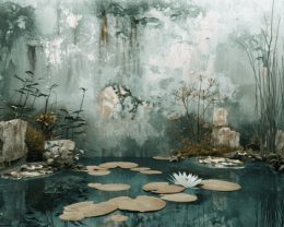 A Vintage Pond Landscape Art Print