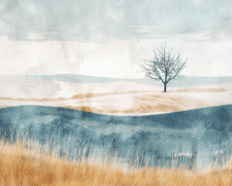 Minimalist Lone Tree Landscape Art Print