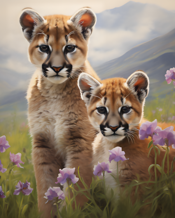 Mountain Lion Kits - Mowbi's Wildlife Art Prints