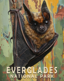 Folk Art Bat Art Print - Mowbi's Everglades National Park