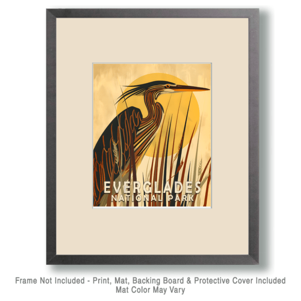 Folk Art Great Blue Heron Art Print - Mowbi's Everglades